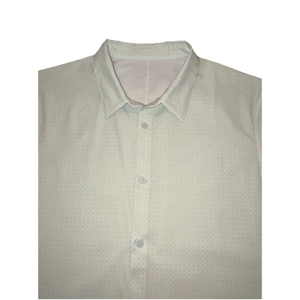 Lululemon Airing Easy Shirt Dotted Link White Ocean Air Collared Button Mens 2XL